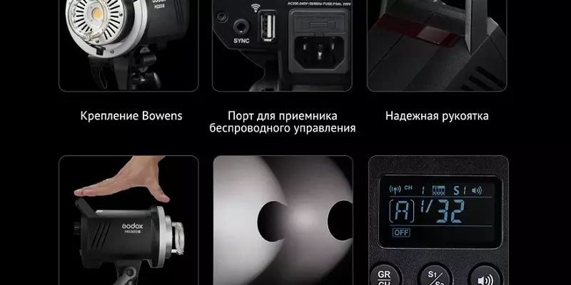 Компактная студийная вспышка моноблок godox ms 200 v 200 дж