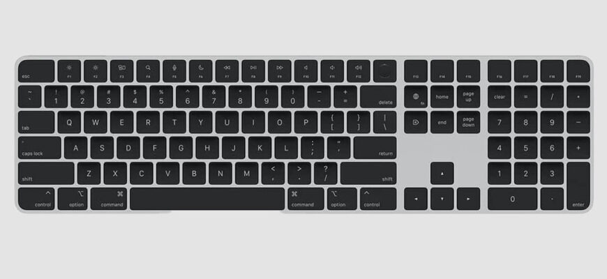 Беспроводная клавиатура apple magic keyboard with touch id and numeric keypad black a 2520